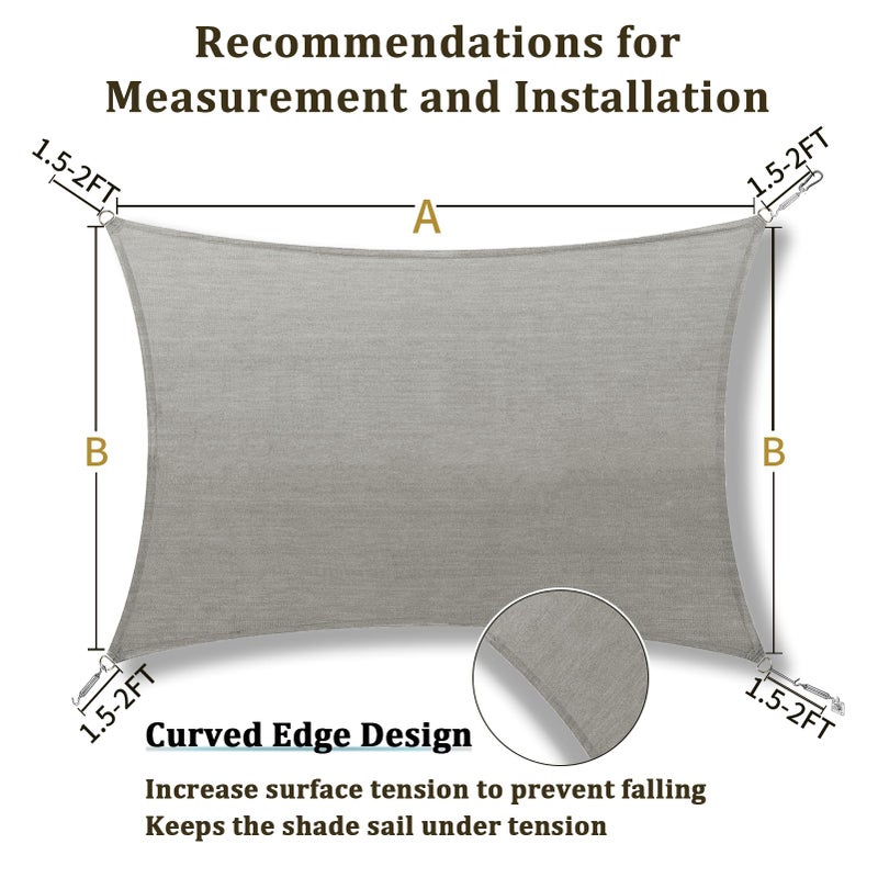 Shade&Beyond 8'x10' Sun Shade Sail Rectangle Canopy Sail Sunshade UV Block for Patio Yard Backyard Light Grey, (We Make Custom Size) - Image 5